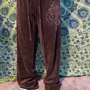Brown and pink dressy track pants with a sparkly pink detail size small